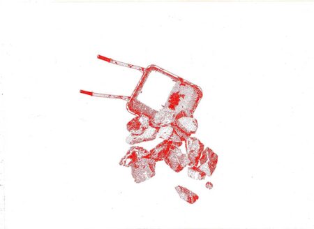 Carretilla con piedras II. Tinta sobre papel 25x35cm. Año 2020.