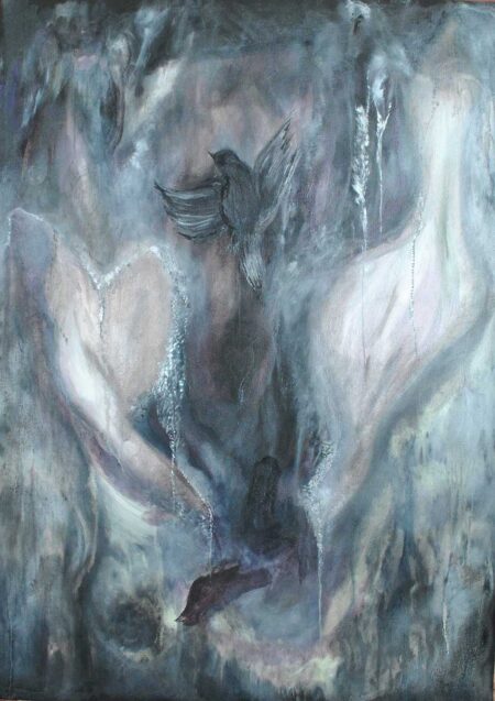 Duelo imaginario. Óleo sobre tela 70x51 cm. Año 2021.