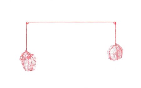 "Ejercicios para encontrar el equilibrio II" de la serie "Contemplación (y resistencia). Tinta sobre papel 25x40cm. Año 2020/1.