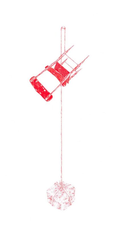 "Ejercicios para encontrar el equilibrio V" de la serie "Contemplación (y resistencia)". Tinta sobre papel 75x45cm. Año 2020.