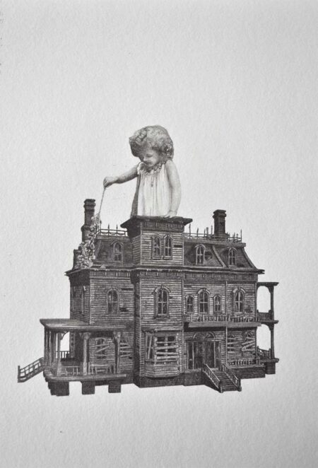 La casa como un anciano. Grafito sobre papel 36x28 cm. Año 2021.