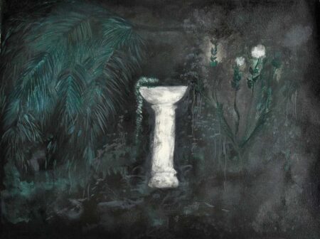 Las noches en los patios. Óleo sobre tela 42x32 cm. Año 2020.