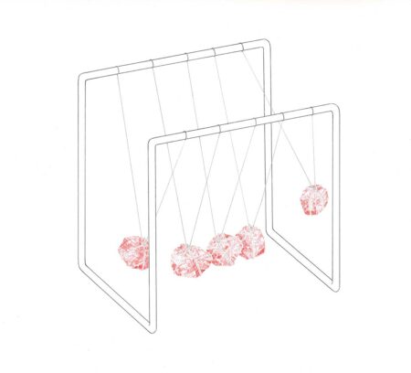 Péndulo. Tinta sobre papel 30x32,5cm. Año 2020.