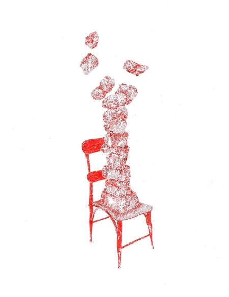 Sin título III. Políptico de la serie "Contemplación (y resistencia)". Tinta sobre papel 50x32,5cm. Año 2020.