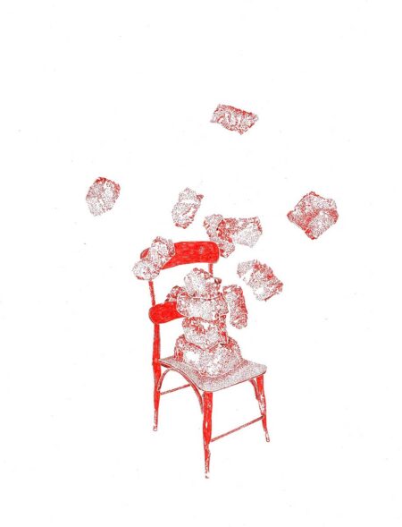 Sin título II. Políptico de la serie "Contemplación (y resistencia)". Tinta sobre papel 50x32,5cm. Año 2020.