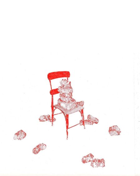 Sin título I. Políptico de la serie "Contemplación (y resistencia)". Tinta sobre papel 50x32,5cm. Año 2020.