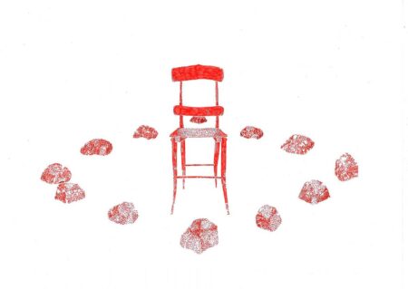 "Ceremonia" de la serie "Contemplación (y resistencia)". Tinta sobre papel 21x27cm. Año 2020