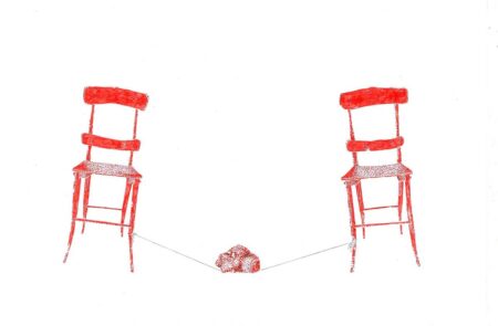 "Equilibrio" de la serie "Contemplación (y resistencia)". Tinta sobre papel 21x27cm. Año 2020.