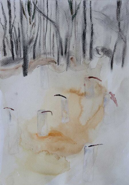 Sin título. Serie "Incendios". Tintas, óleo, carbón y pastel sobre papel 24,50x34,50 cm. Año 2020.